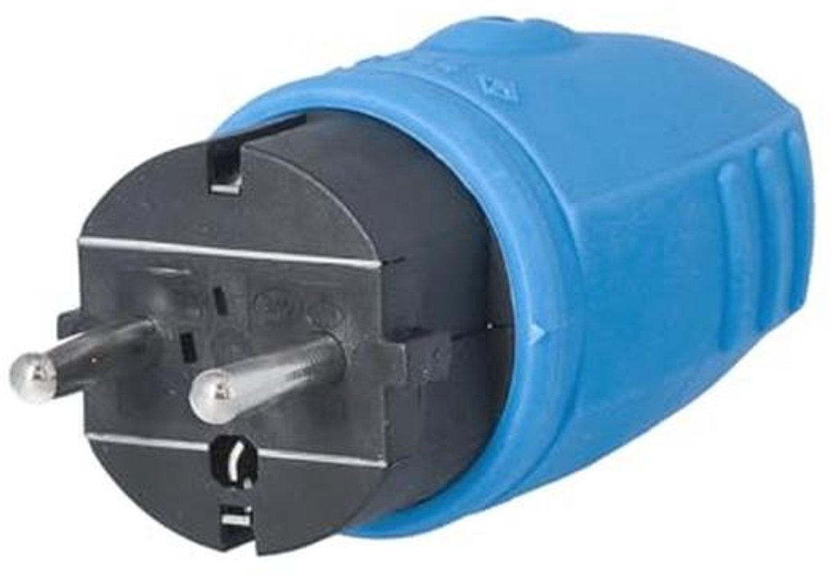 Rubberen Stekker zonder Kabel, IP44, Blauw - Waterdichte Oplossing voor Bouwplaatsen