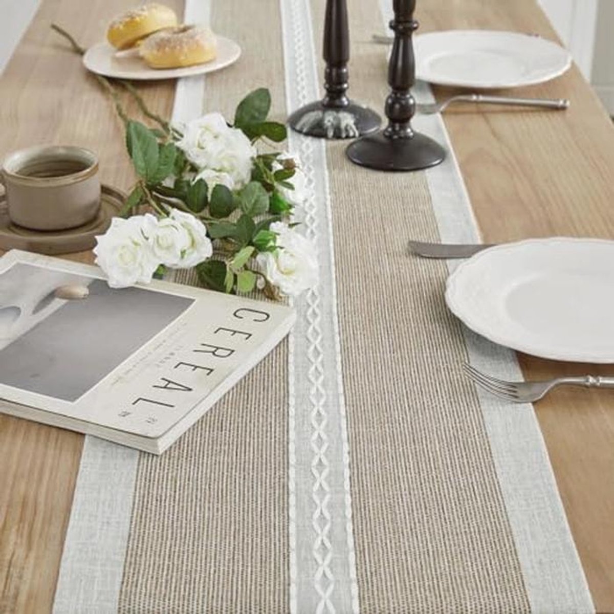 Boerderijstijl Linnen Tafelloper 120cm voor Eetkamer en Keukendecoraties