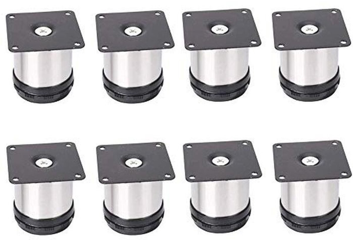 Verstelbare Ondersteuning Meubelpoten 50x50mm Rvs - 8 Stuks voor Kast, Tafel en Bureau