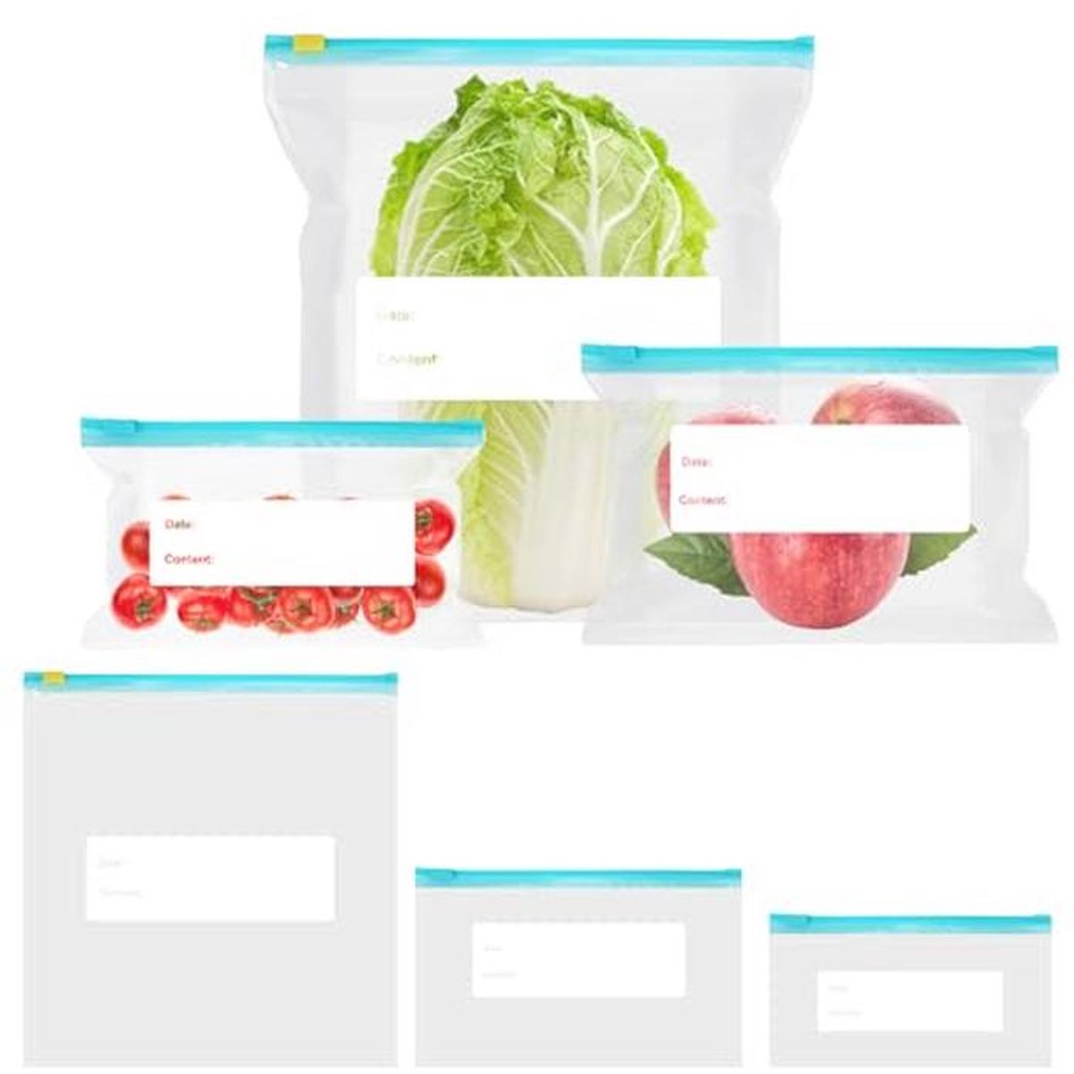 Voedselopslag Vriezer Zakken - 70 Stuks, Herbruikbare Zip Seal Diepvrieszakken voor Vegetables, Fruit, Vlees en Brood