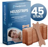 PurelyGoods® Bandes Nasales – 45 Pièces - Patchs Anti-Ronflement – Écarteur Nasal – Doux pour la Peau – Brun – Sommeil Réparateur – Idéal en Cas de Rhume et pour le Sport