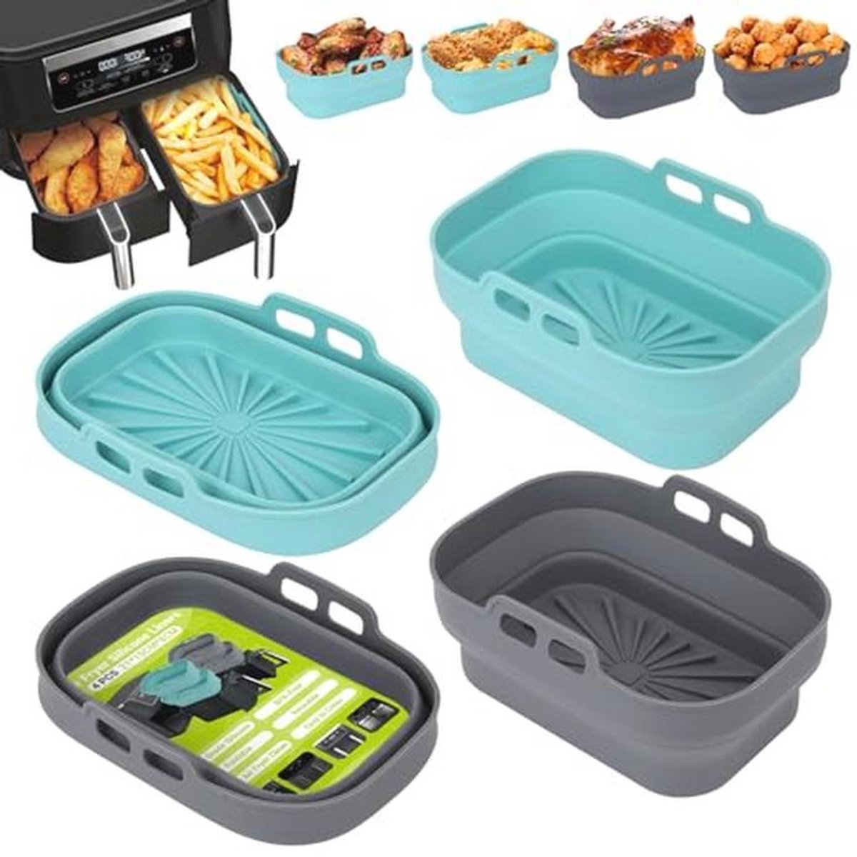 Siliconen Airfryer Vormpjes - Herbruikbare Mandjes en Tray voor Heteluchtfriteuse