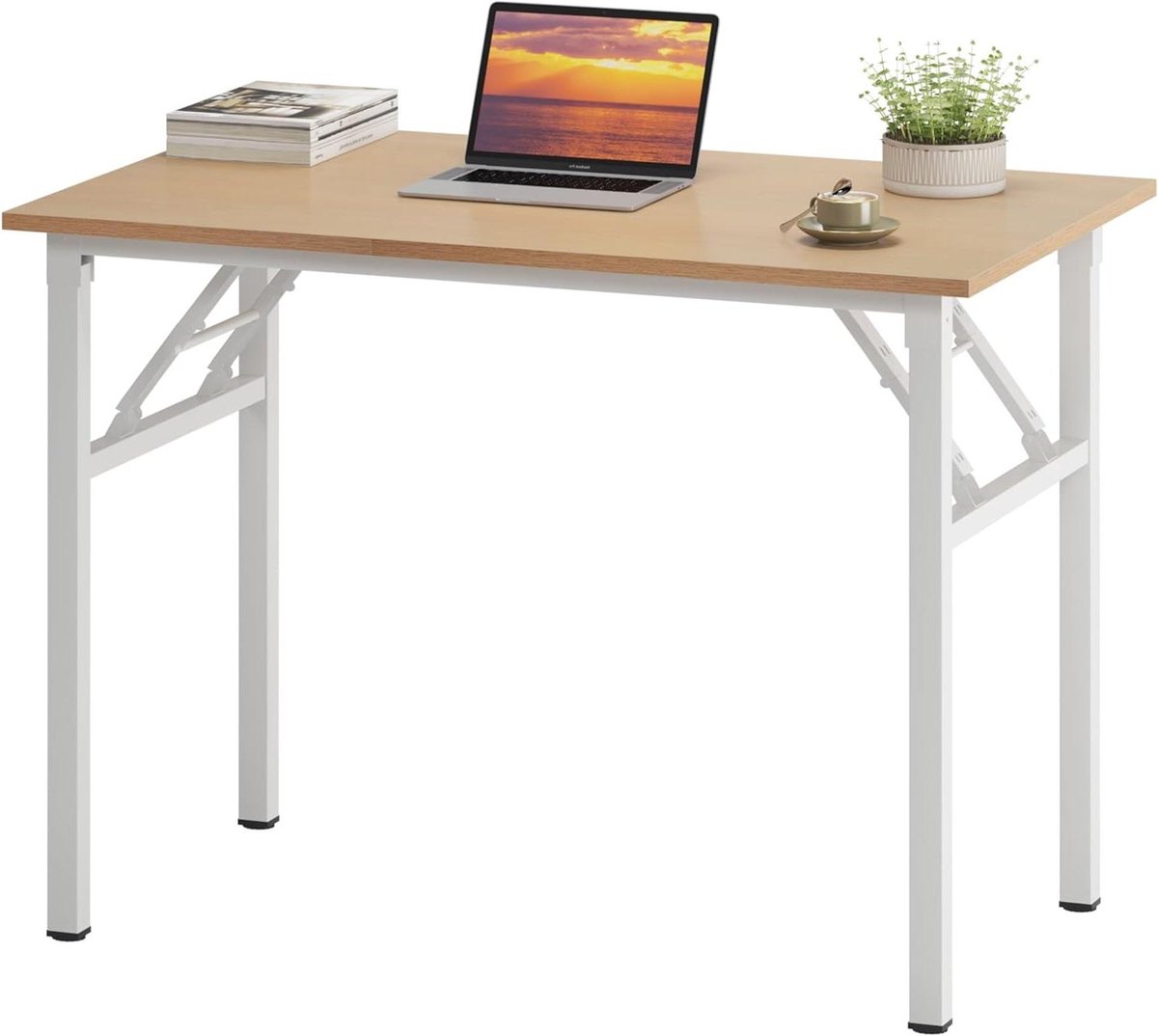 Provento - Inklapbaar bureau, 80 x 40 cm, computertafel, kantoor picknick - licht eiken en wit