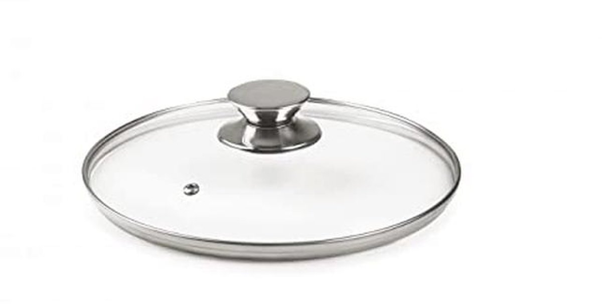 Glazen deksel met roestvrijstalen knop - 18 cm