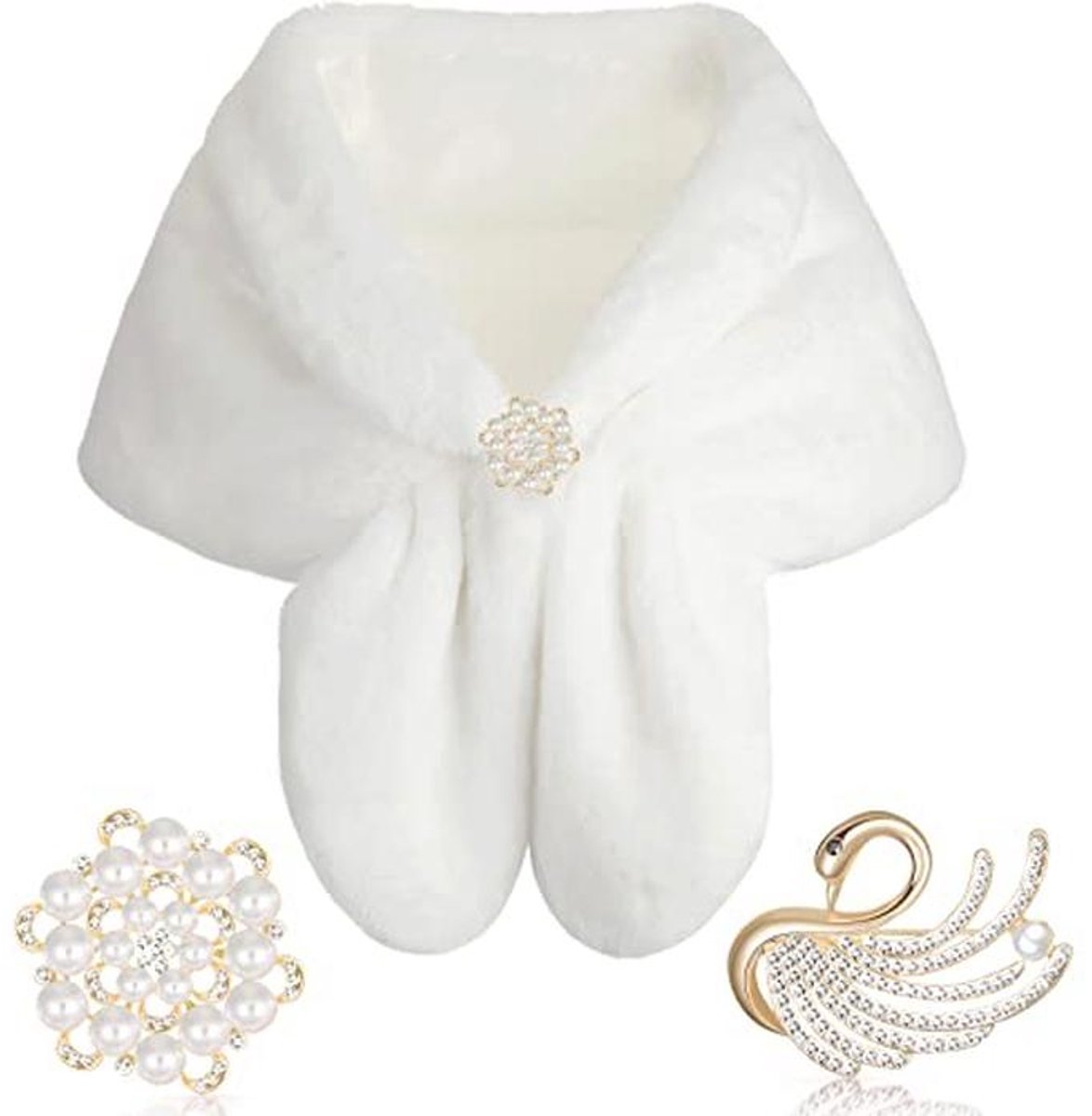 Nepbont Sjaal voor Dames - Elegante Omslagdoek met Faux Parels en Strass voor Bruiloft en Feest