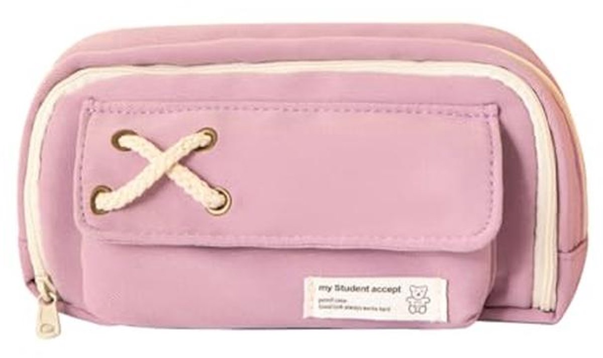 Grote Capaciteit Etui met 3 Compartimenten - Ideaal voor School, Kantoor en Thuis (21 x 11,5 cm)