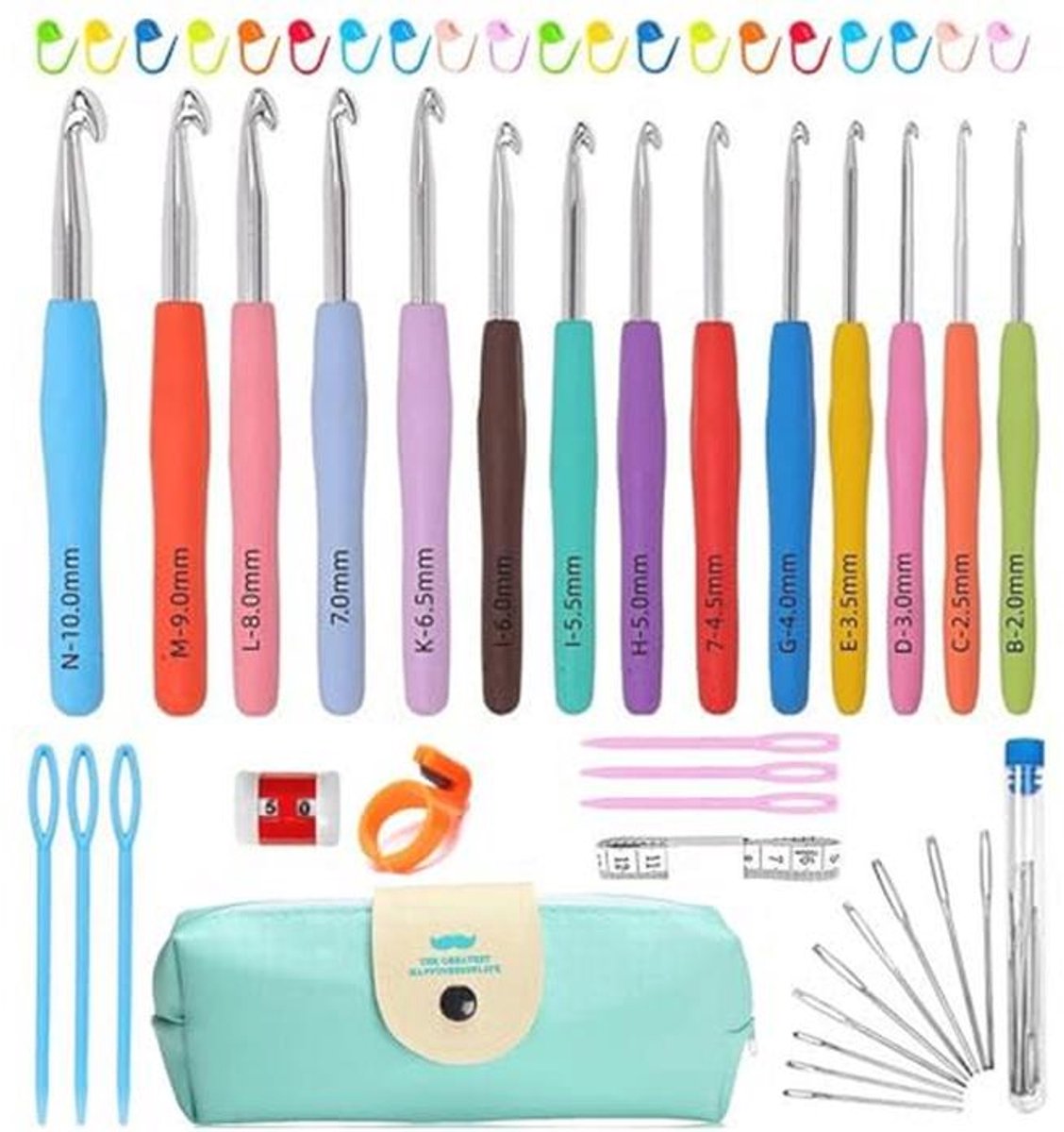 Complete Haaknaaldenset met 54 Stuks en 40 Accessoires voor Beginners en Volwassenen