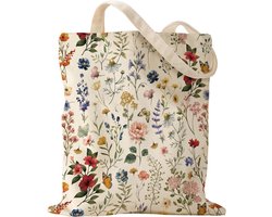 Aesthetic Canvas Tote Bag voor Vrouwen - Stevige Katoenen Tas voor Boodschappen, School en Gym