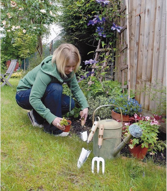 Roestvrijstalen plantenset met handvork en plantenschoppen - 3-delig van Merkloos	 — afbeelding 2