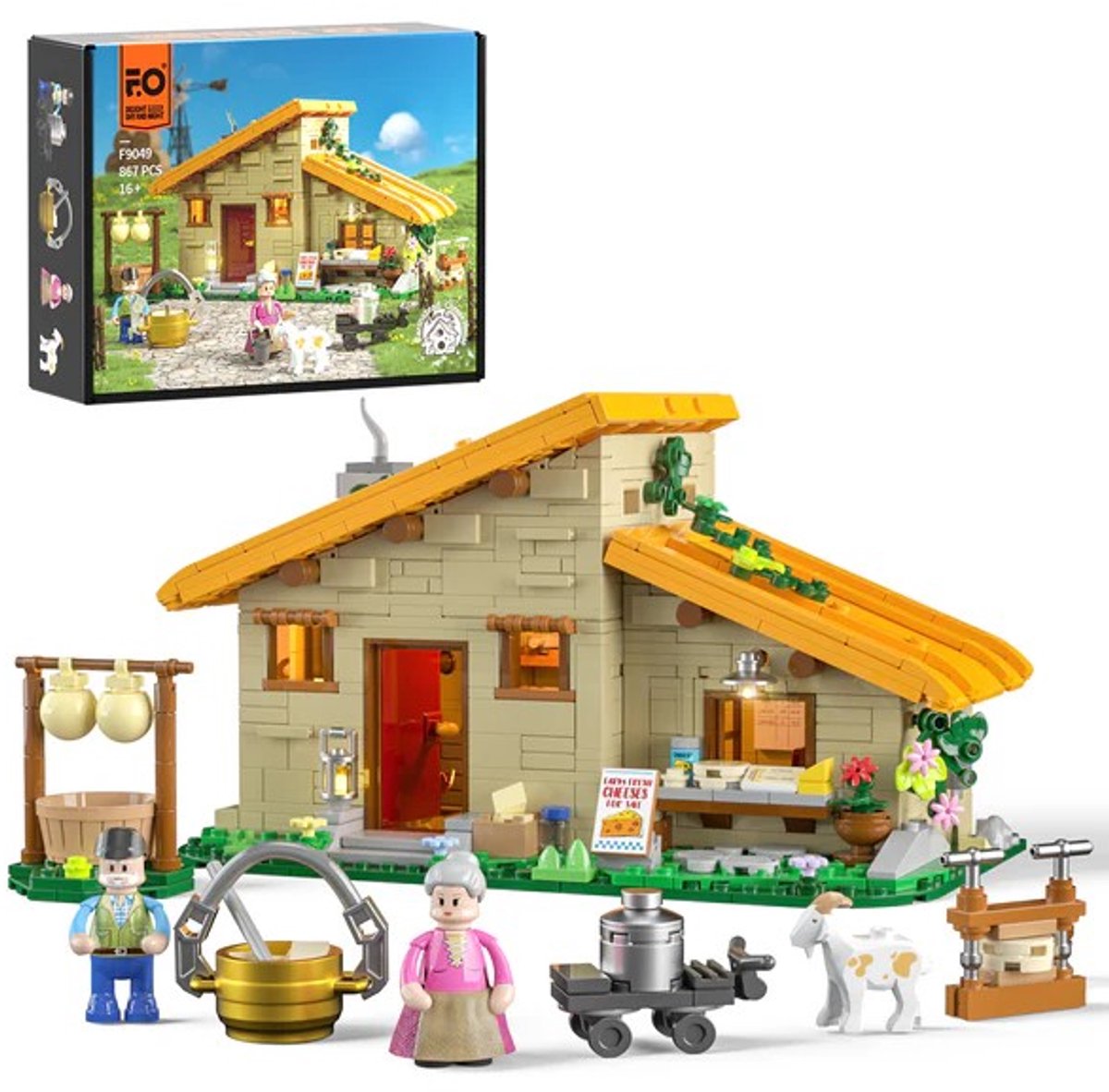 Lumibricks Farmstead Cheese House Bouwpakket - Met LED verlichting - Miniatuur huisjes - DIY modelbouw met 867 bouwstenen - Bouwpakketten volwassenen - Bouwdoos F9049