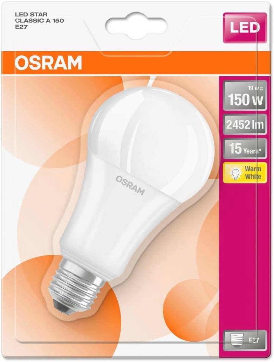 E27 Warm witte LED lamp 19W - Traploos dimbaar en energiezuinig