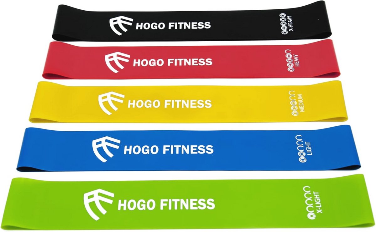 Weerstandsbanden Set van 5 - Fitnessbanden voor Spieropbouw en Yoga - 100% Natuurlijk Latex