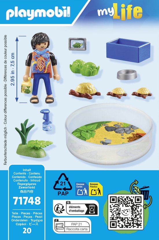 Playmobil schildpadden terrarium set met jongen. Bevat een jongen, terrarium met schildpadden, planten, voer en spuitfles.