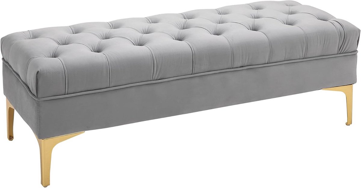 Stijlvolle Zitbank en Schoenenbank in Velours Blauw - 118 x 45 x 42 cm