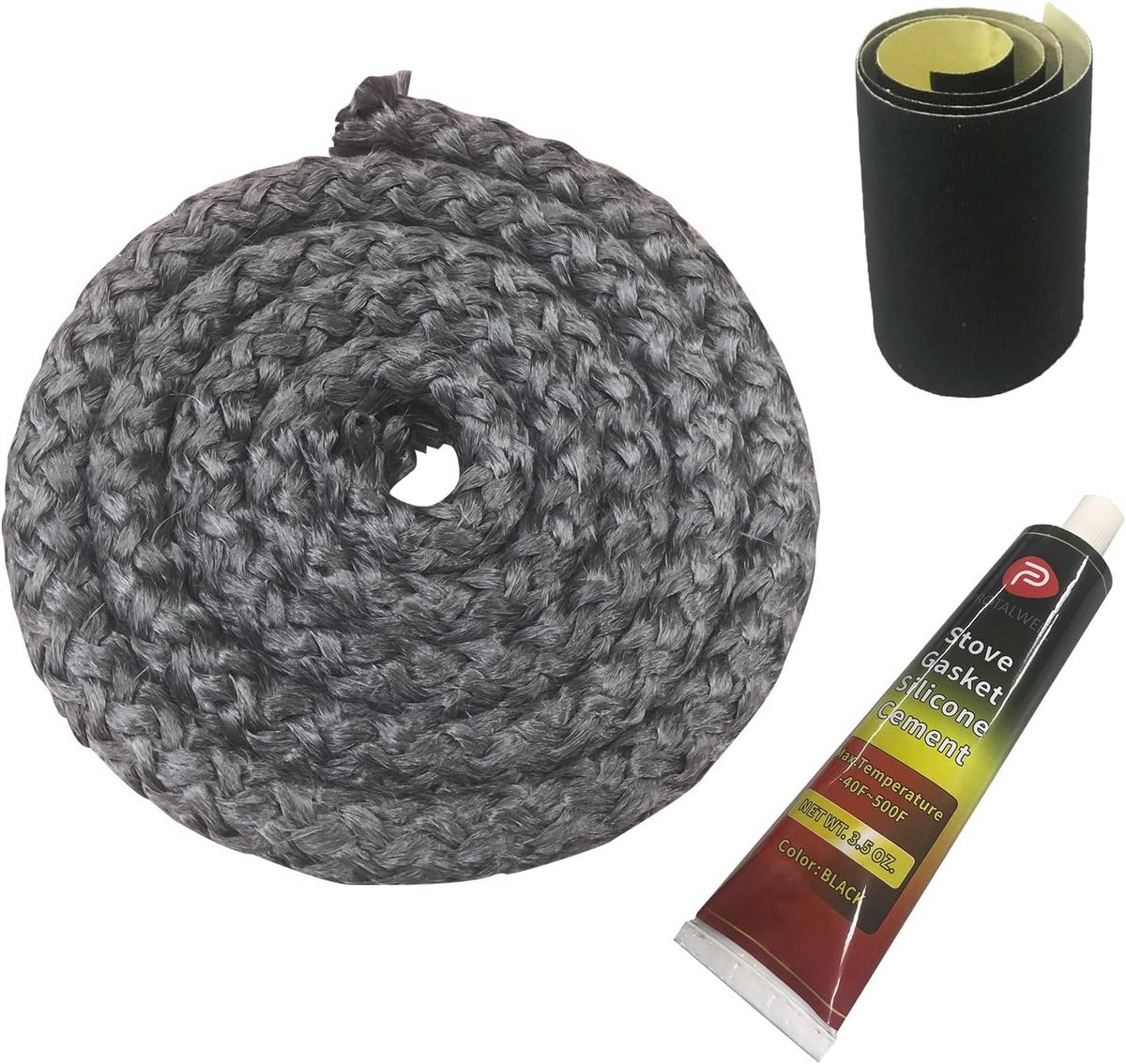 Houtkacheldeurafdichtingsset 16 mm - Hittebestendige Glasvezelpakking - Vervangend Touw 1,8 m voor Kachel of Open Haard