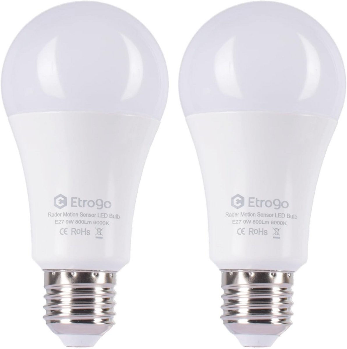 LED Gloeilamp E27 met Bewegingssensor en Schemeringssensor - 9W, 800 Lumen (2 Stuks)