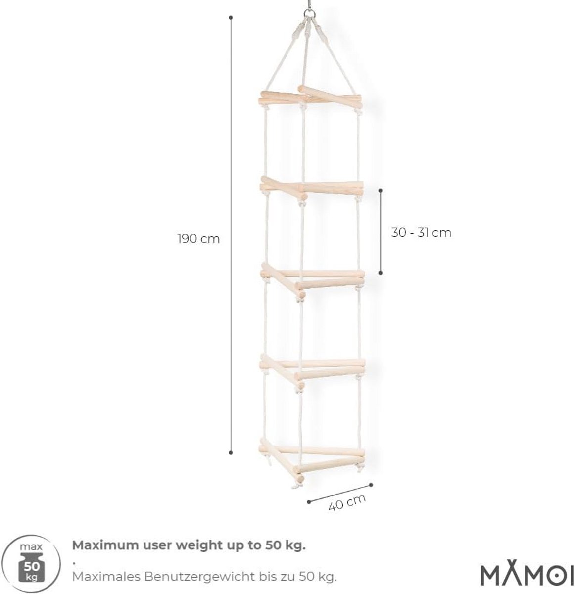 Driehoek ladder voor kinderen | Duurzame klimladder van natuurlijk hout | Veilig en ecologisch | Outdoor speeltoestel