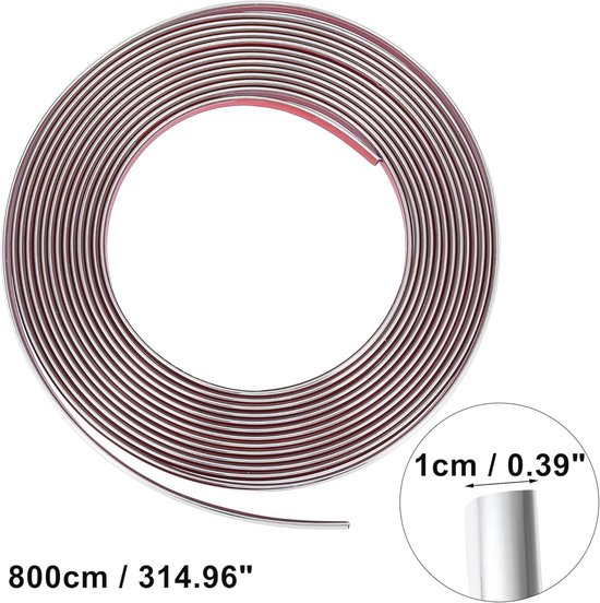 Zelfklevende Chroom Sierlijst – 20mm X 5m, Spiegelend PVC, Voor Auto, Interieur & DIY, Weerbestendig