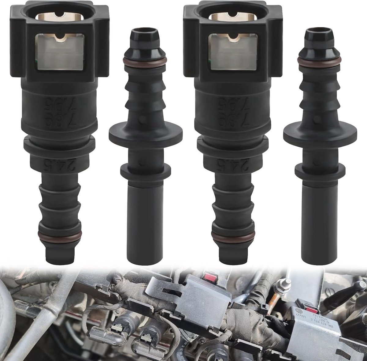 Autobrandstofslangen 2 Stuks - 7,89 mm tot 8 mm Snelkoppeling