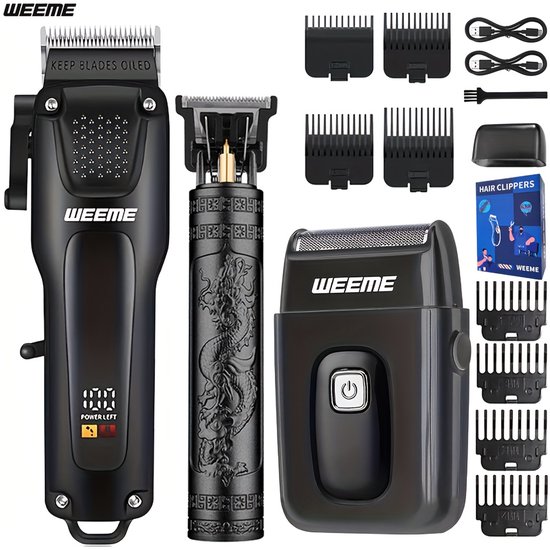 Scheerapparaten - tondeus - baardtrimmer - mannencadeau - Draadloze trimmers met LED-display - 3-delige professionele haar- en baardverzorgingsset voor heren - precisie-trimmer-set, USB-oplaadbare, - Scheerapparaten - €39,99
