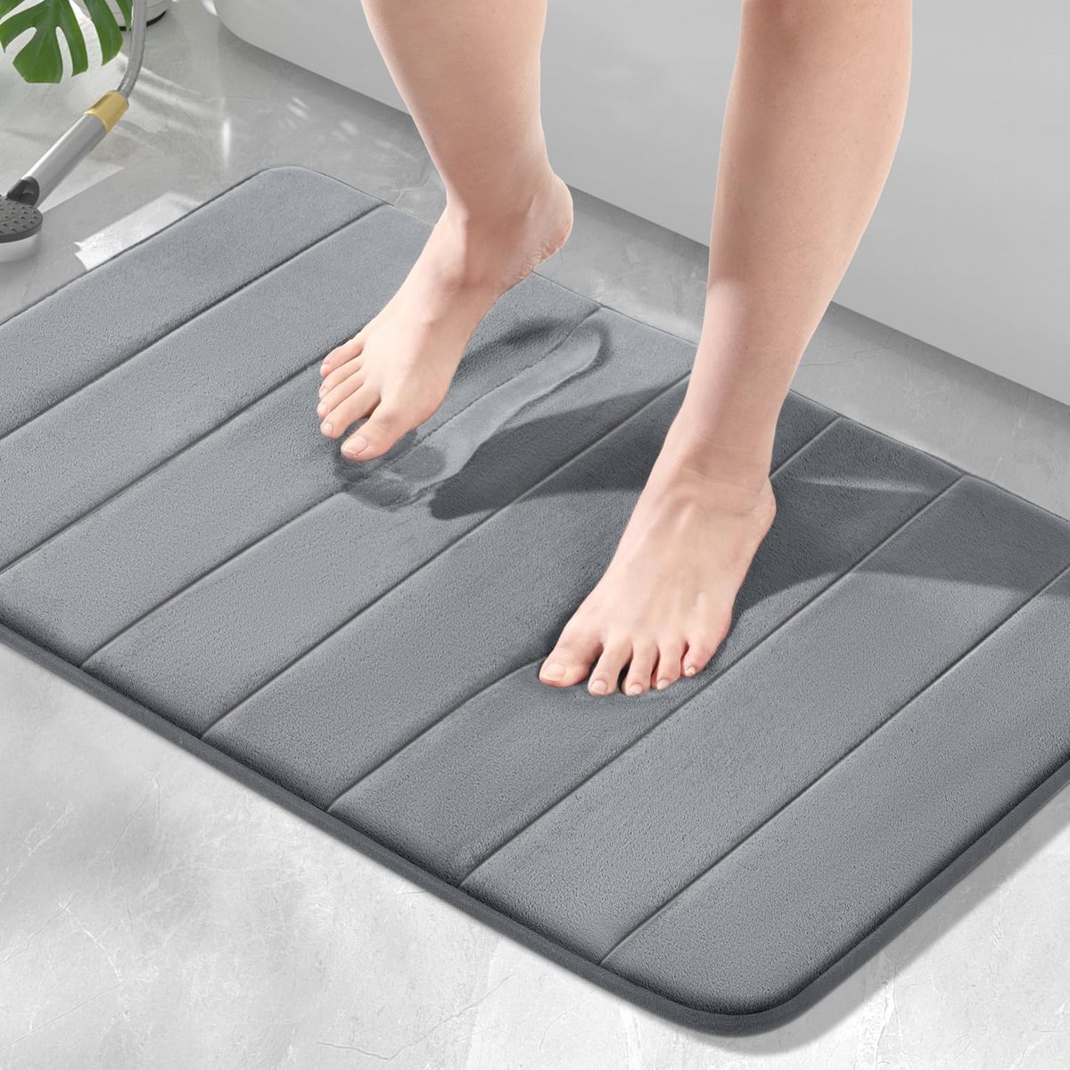 Badmat van traagschuim - Antislip, absorberend, wasbaar en zacht - 50 x 80 cm - Donkergrijs