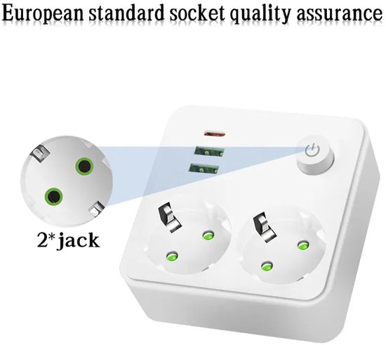 Verbatim Stekkertoren – 15-in-1 Met 11 Stopcontacten, 2 USB-C, 2 USB-A, 2 Meter Kabel, 3600W, Overspanningsbeveiliging, Wit