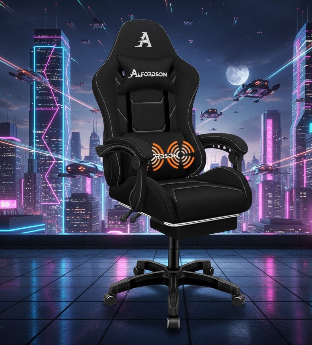 Elite Gamingstoel met Massage-Lendensteun en Voetsteun - afbeelding 2