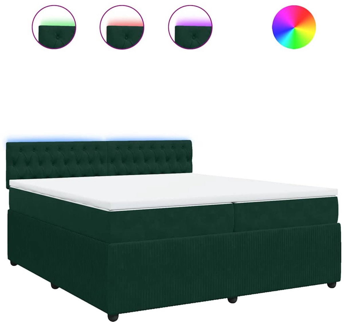 vidaXL - Boxspring - met - matras - fluweel - donkergroen - 200x200 - cm