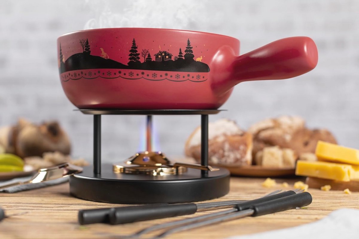 Kaasfondue set voor 4-6 personen van hoogwaardige klei – foto 2