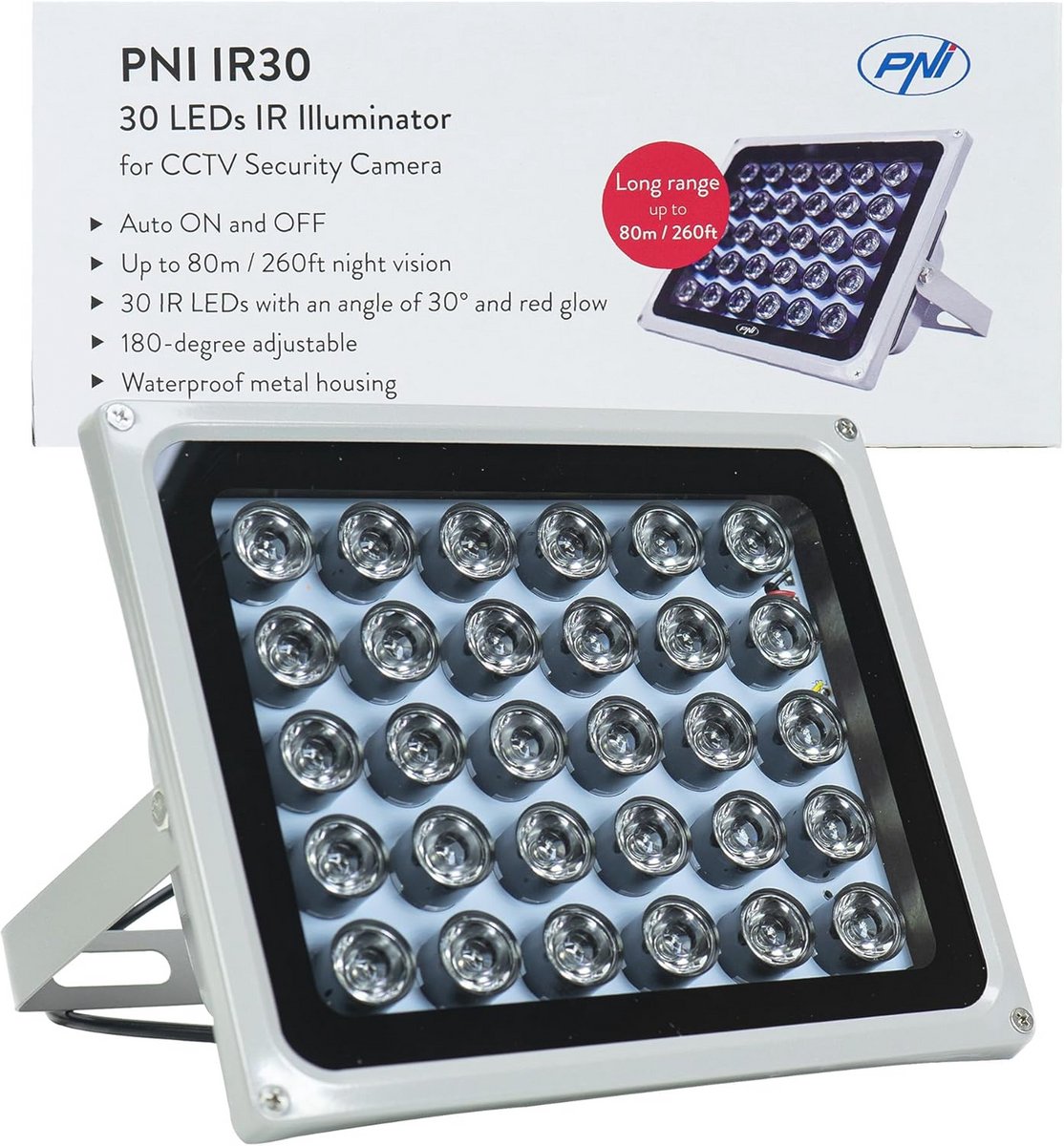 Infrarood LED Reflector voor Camera's en CCTV-systemen - 30 IR-LEDs, 80 meter Bereik, IP66 Bescherming