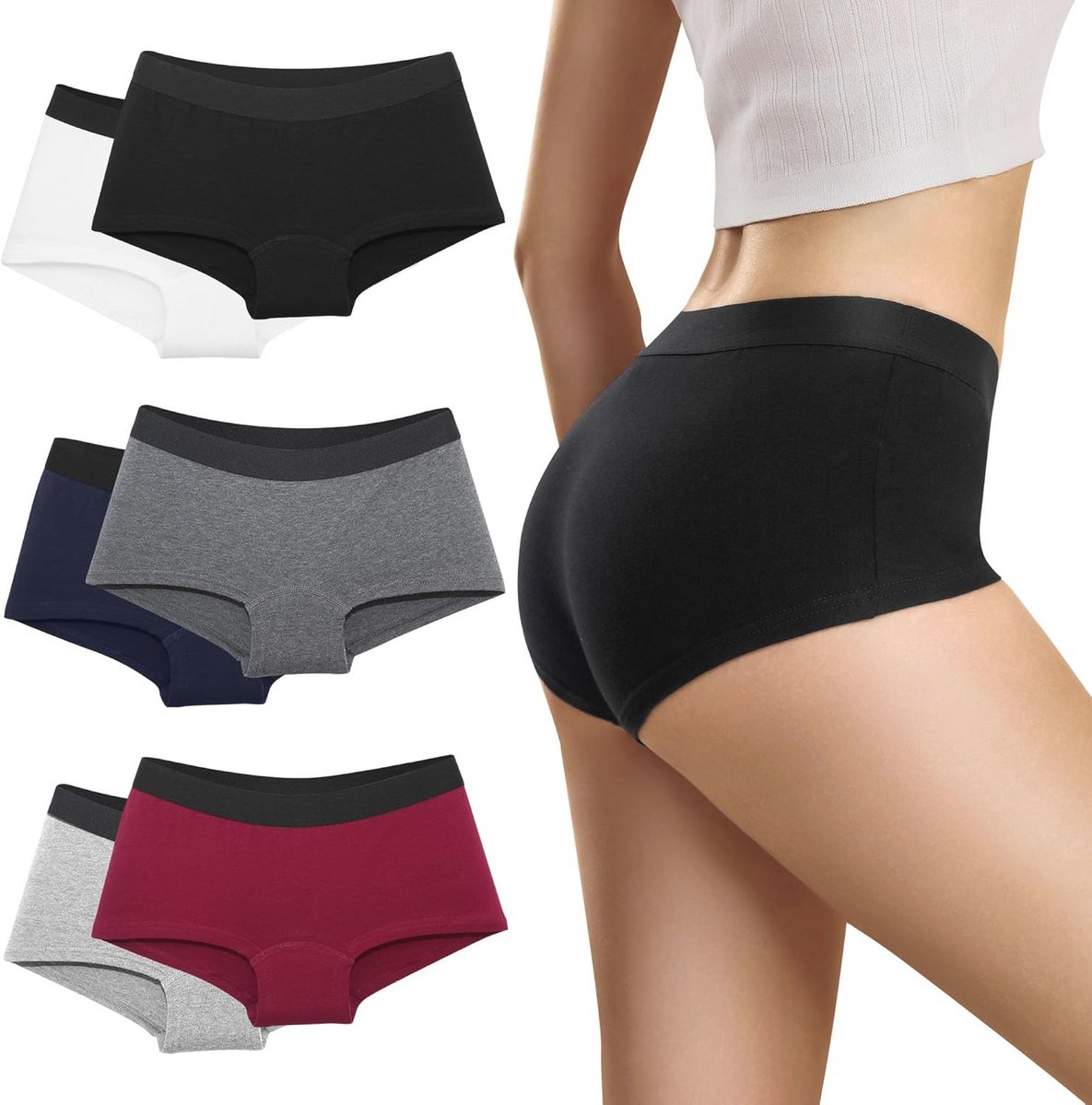 Katoenen Boxershorts voor Dames - Comfortabel Ondergoed en Hotpants - Set van 6 Stuks
