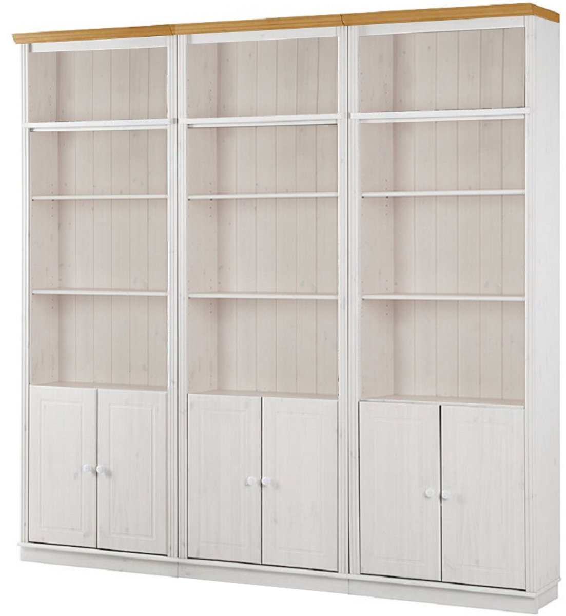 Notio Living Anita- Boekenkast in klassiek landhuisdesign van grenenhoutB WH Wit