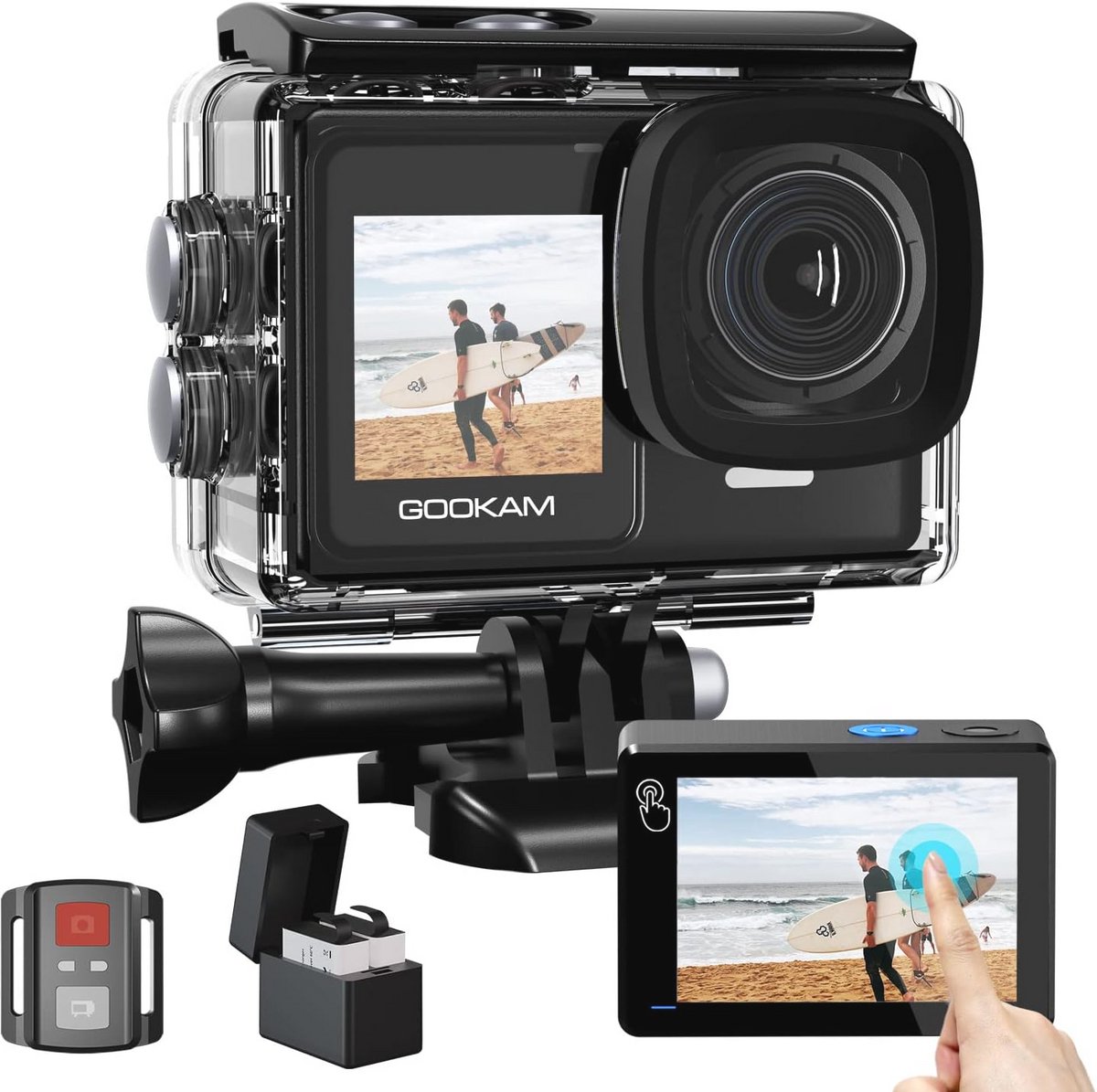 Sportcamera 4K/60fps met Touchscreen en Onderwaterfunctie