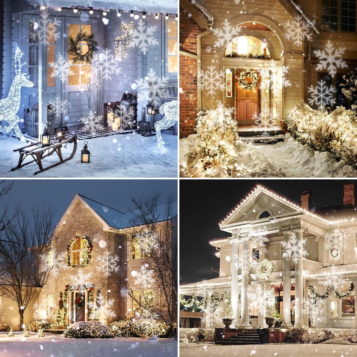 Kerst sneeuwvlokprojector -LED-sneeuwvlokprojectorlamp voor buiten - Buiten kerstprojector - Waterdichte kerstprojector - 180° verstelbare rotatie - Geschikt voor bruiloftsfeesten, feestdagen, Halloween en kerstversieringen - Zwart – foto 5