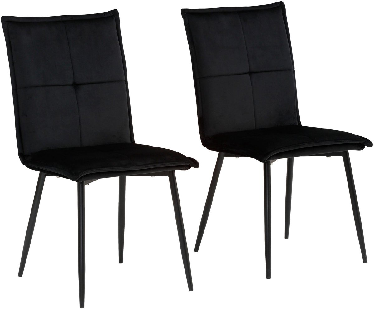 Notio Living Donna-Eetkamerstoel - Set van 2 - Zwart Fluweel