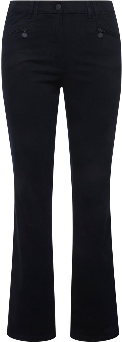 Ulla Popken - Dames - Basic stretchbroek Mony kleurecht licht smal toelopend - Marine - Maat 120