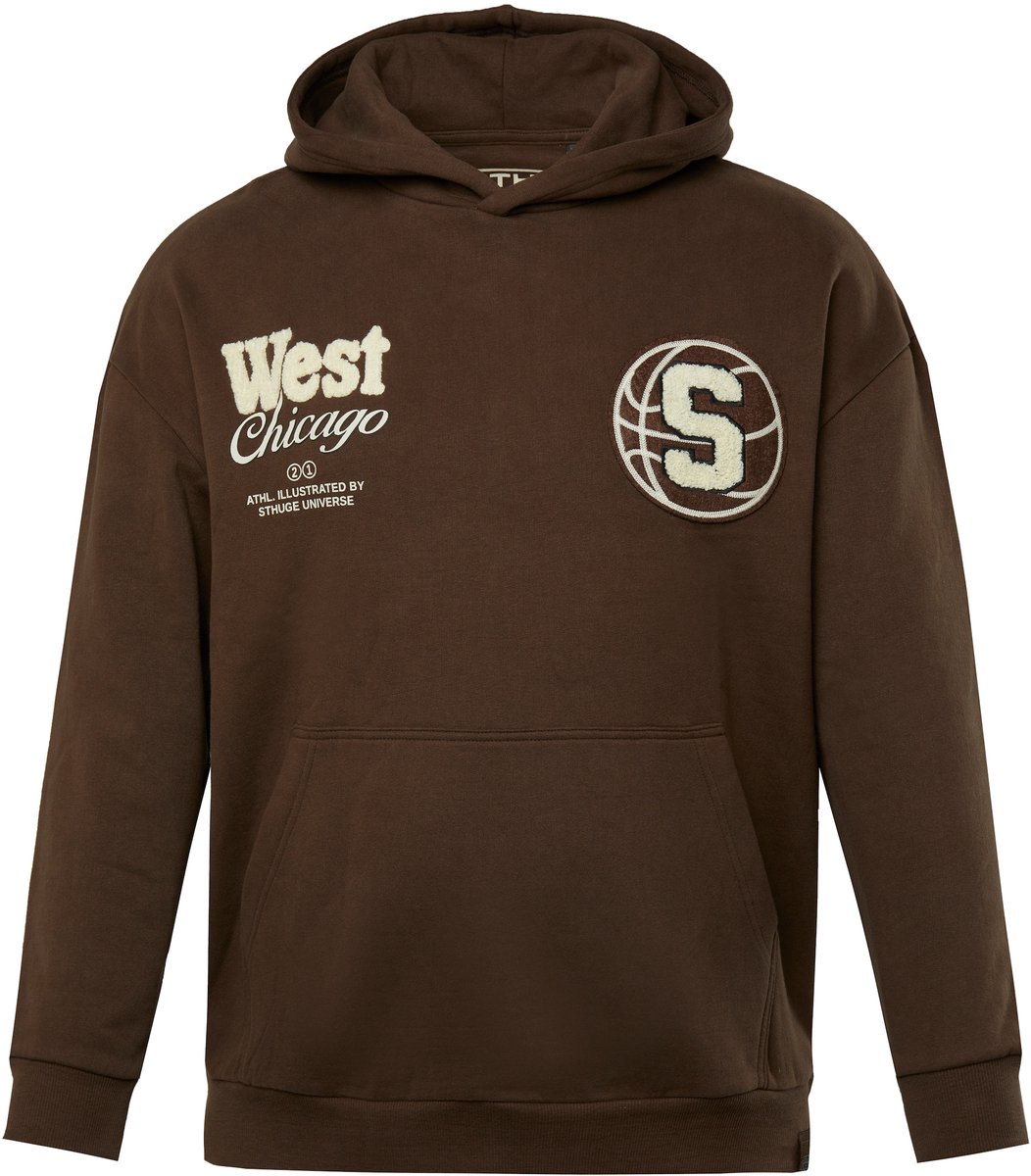 STHUGE - Heren - Hoodie oversized capuchon - Donkerbruin - Maat XL