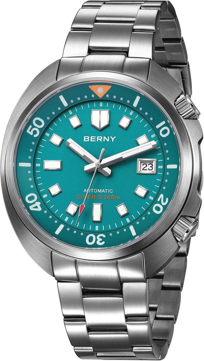 Automatisch Mechanisch Duikhorloge Voor Mannen - 20ATM Waterdicht RVS Horloge Met Luminiscente Wijzerplaat