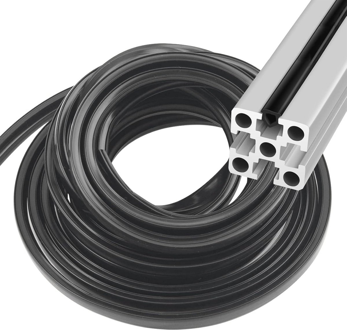 Aluminium profiel groefafdekking 10 mm - zachte afdichtingsstrip en stofbescherming