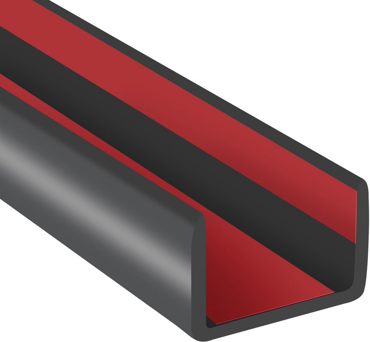 Zelfklevende Flexibele U-kanaalrandbescherming - 19 mm (3/4 inch) - Diepe Afdichting voor Multiplex en Meubilair - Zwart - 6 m