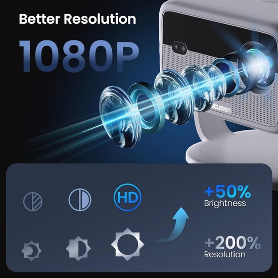 Built-in App] Mini Projetor 1080 P FHD 4 K Projetor de Suporte