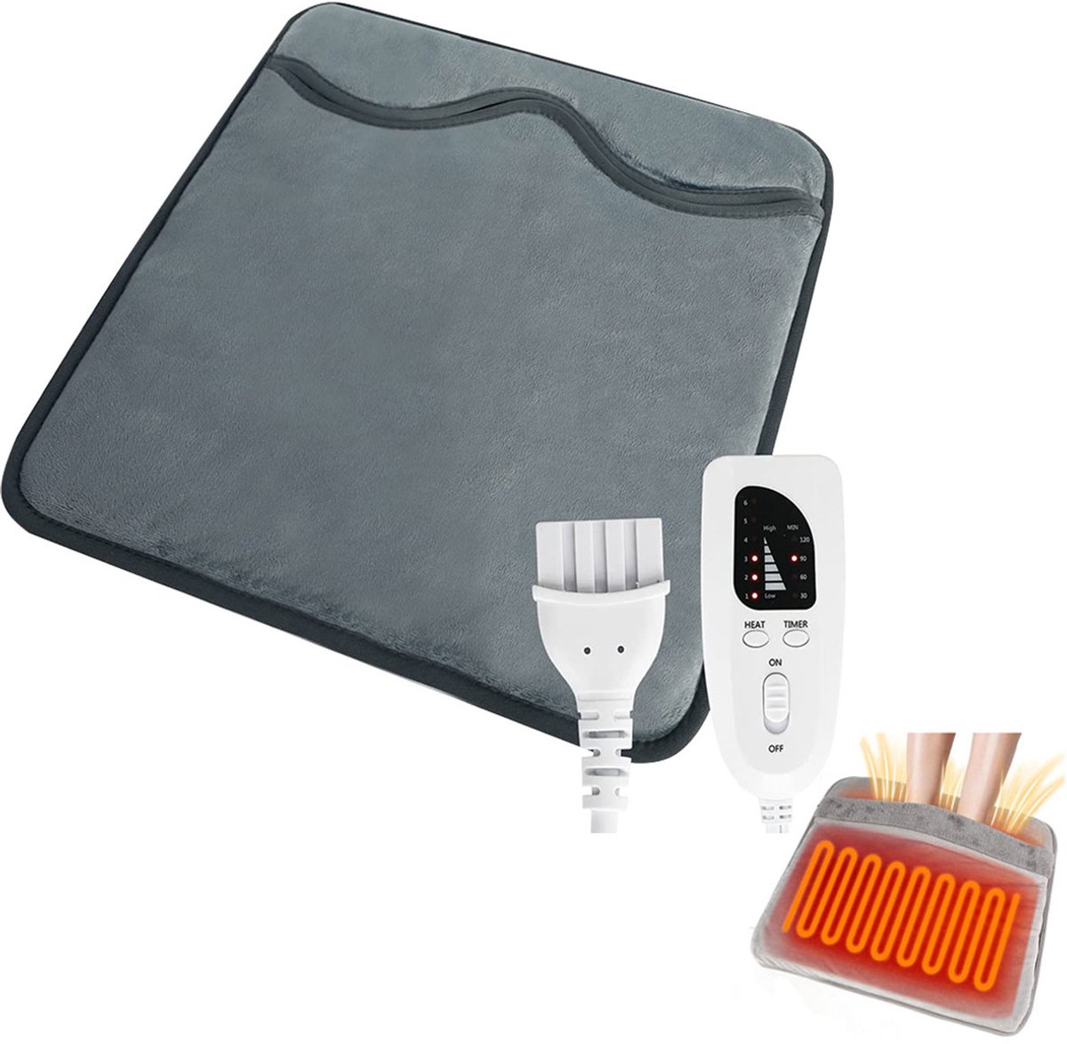 Voetenwarmer - Elektrische voetenwarmer - Elektrische voetenmat - Elektrische deken - Verwarmingskussen - 40 x 40 cm - 6 temperatuurstanden - 4 timerstanden - Geschikt voor gebruik in bedden, onder tafels, kantoren, etc. - Donkergroen