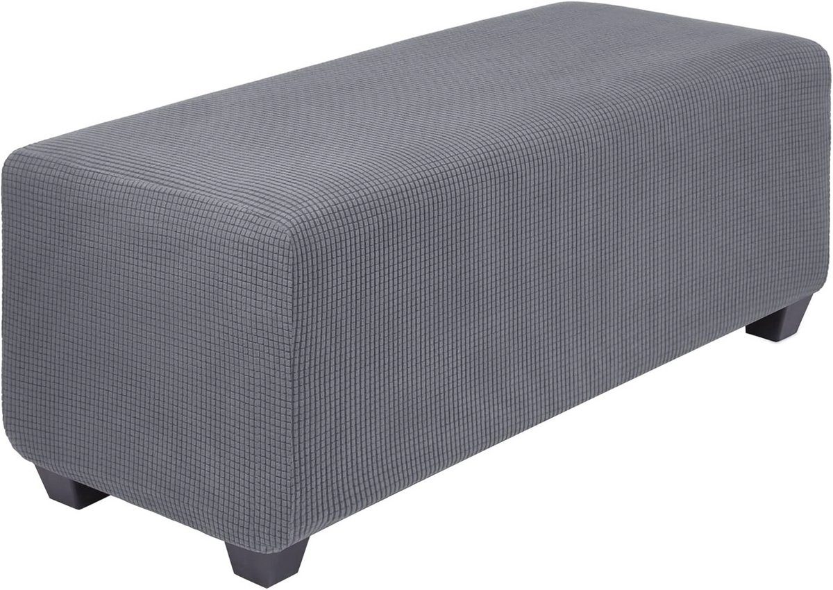 Hoog Rekbare Poefhoes met Elastische Onderkant - Jacquard Stof - Donkergrijs