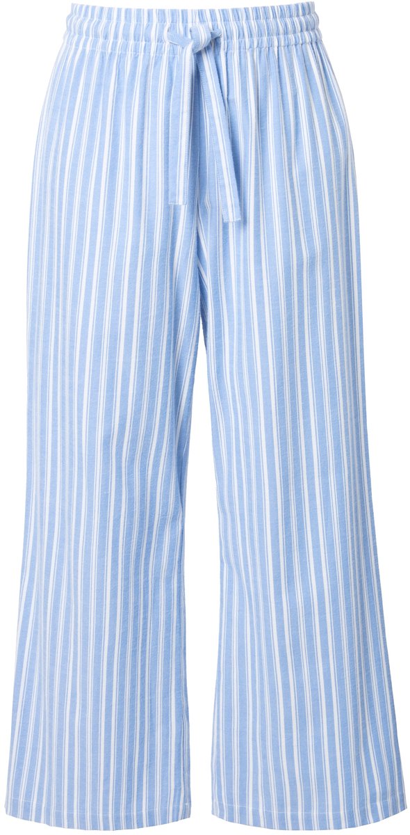Studio Untold - Dames - Pyjamabroek wijde rechte pijpen strepen - Jeansblauw - Maat 50