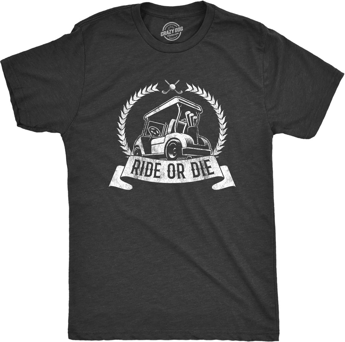 Grappig T-shirt met Golf Cart Voor Mannen - Leuk Geschenk Voor Golfers - Heather Zwart - Maat L