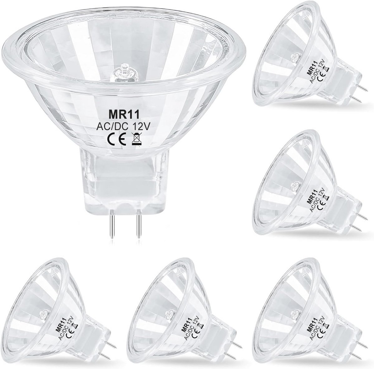 Dimbare MR11 Halogeenlampen 12V 20W - Warm Wit 2700K - Set van 6