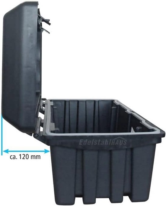 Blackit Disselbox – 550 X 250 X 295 Mm – Stevige Gereedschapskist Voor Aanhangers – Polypropyleen, 23 Liter Inhoud, Met Dubbele Sloten – Zwart