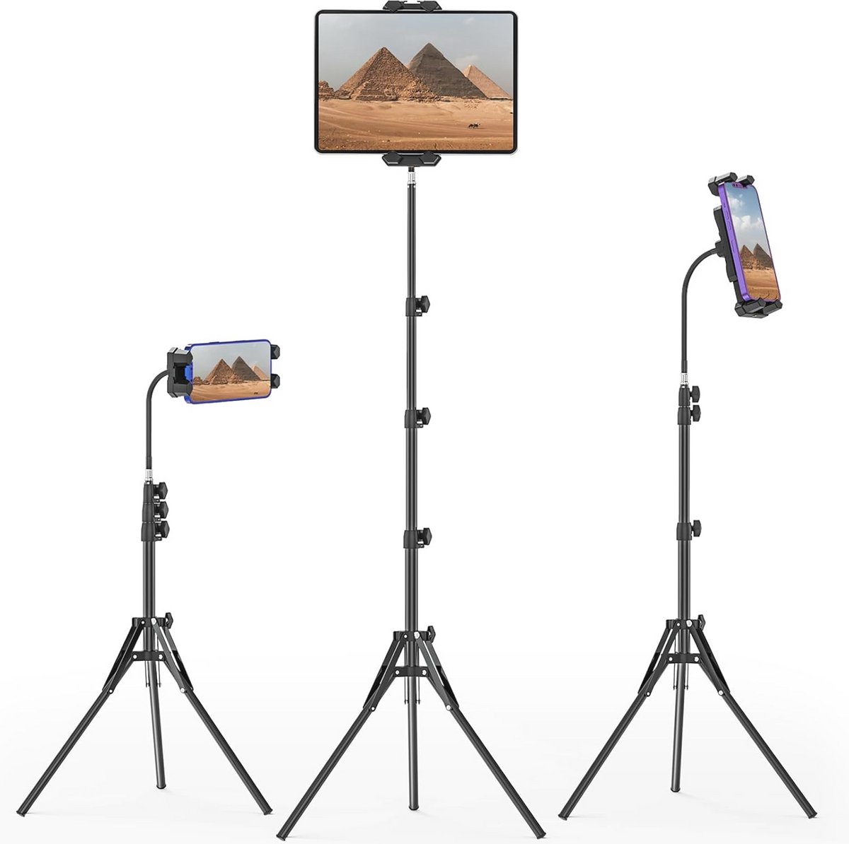 Verstelbaar iPad Statief met 360° Rotatie en Zwanenhals, Ideaal voor Tablets van 4,7 tot 13,5 inch