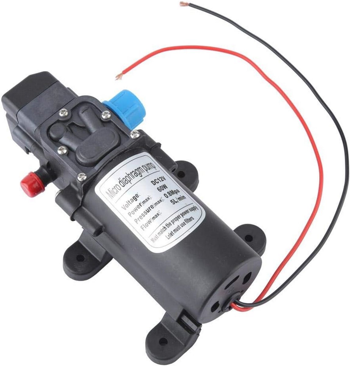 12V Elektrische Membraanpomp voor Zelfaanzuigen - Hogedruk Waterpomp met Drukschakelaar voor Landbouw en Verneveling