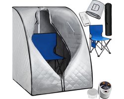tectake® Mobiele Sauna ThermaLuxe II - Draagbare Stoomsauna - Stoomcabine met 15 Temperatuurstanden en Timerfunctie - Inclusief Afstandsbediening, Mat, Stoel en Draagtas - Met Stoomverdeler voor Olieën en Geuren